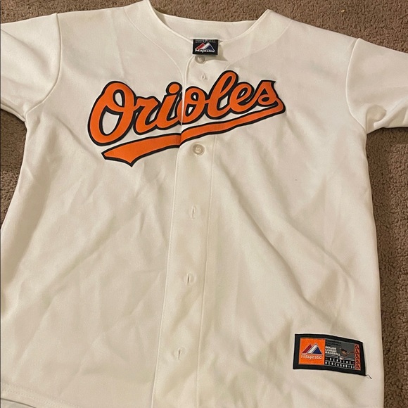 Majestic Orioles Kids White Jersey signed by Adley Rutschman.